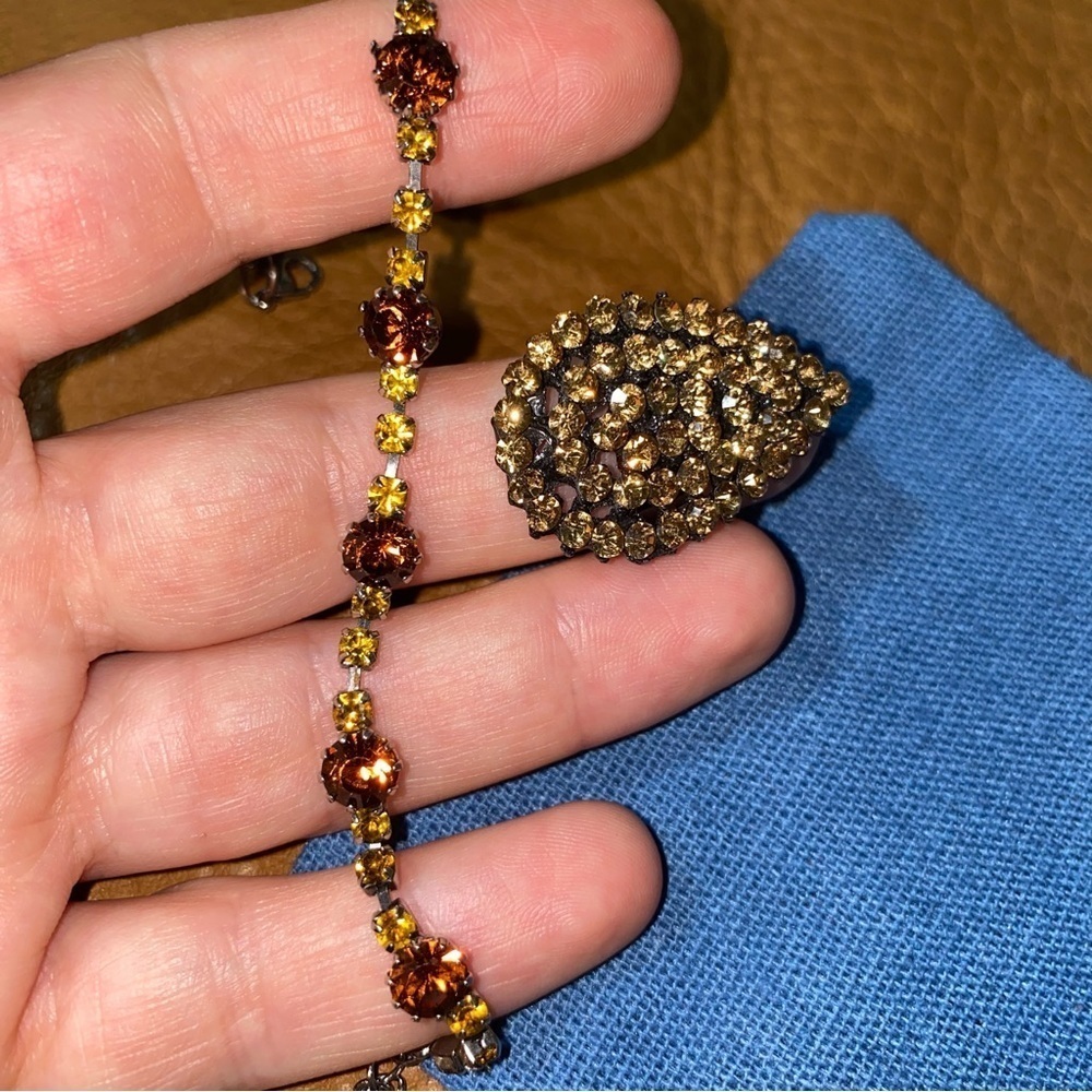 Ring with  matching bracelet brown-honey colors
